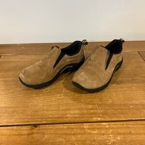 MERRELL Yourh 2.5 Jungle Moc Nubuck Tan Outdoor Hike Leather Upper Slip On